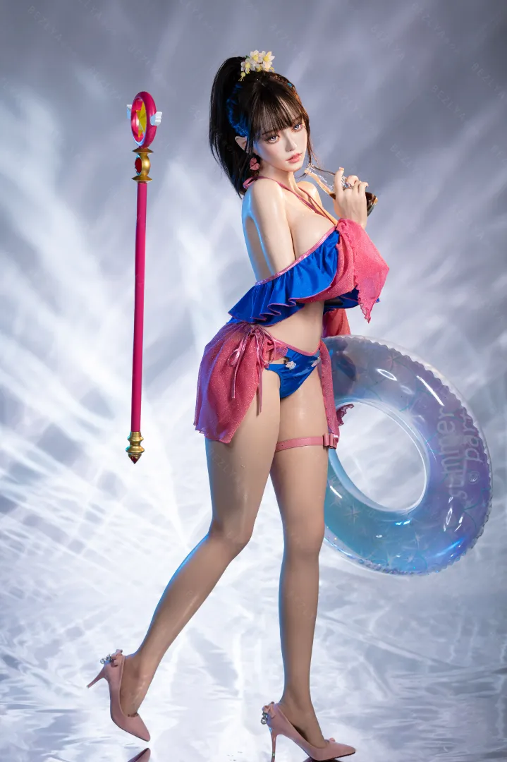 155cm (5ft1) Eカップ 軽量 シリコン ラブドール 可動式顎 ヘッド Nymphaea
